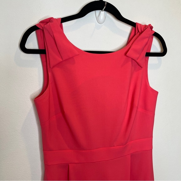 J. Crew Origami Bow Dress 2 Coral Pink Sheath Knee Length Sophisticated Wool - Picture 4 of 9